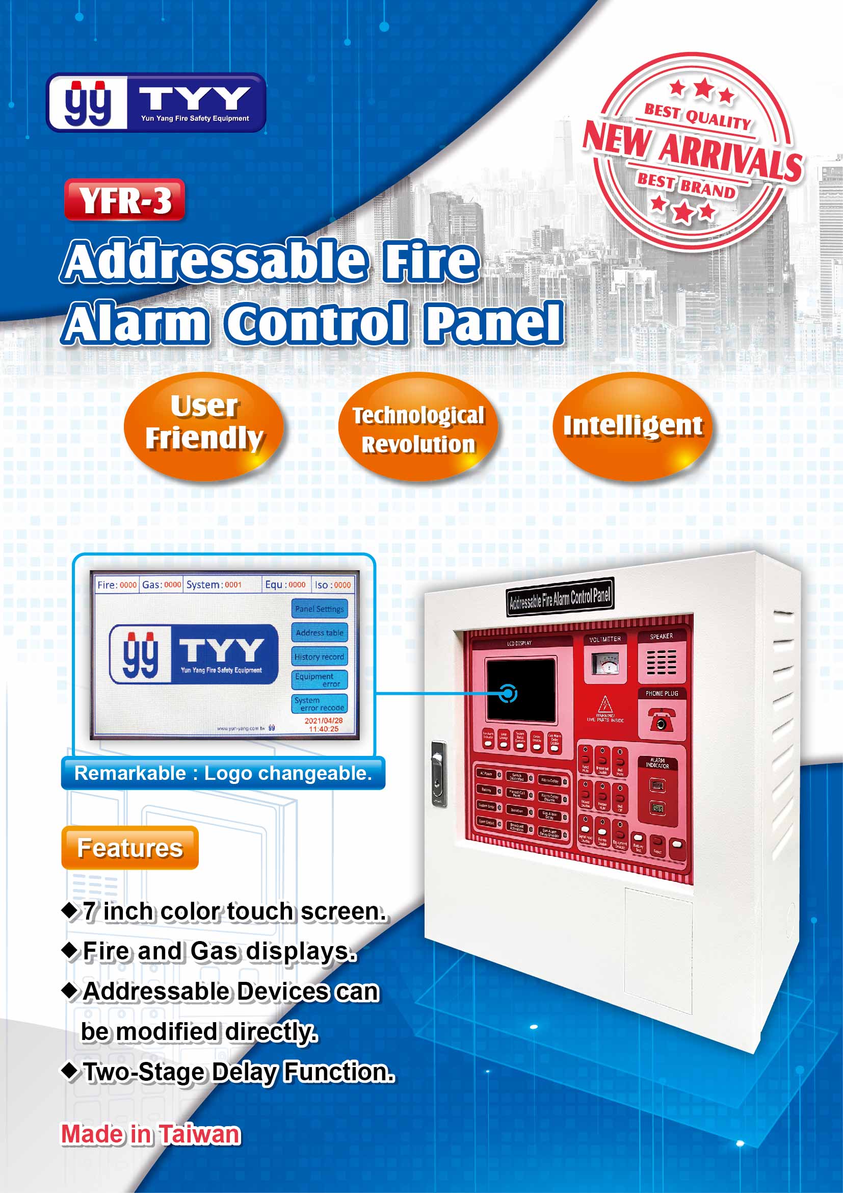 Addressable Fire Alarm Control Panel YFR-3